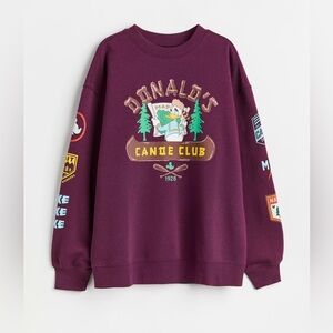 H&M Divided Disney Donald’s Canoe Club 1928 Maroon Burgundy Crewneck Sweatshirt